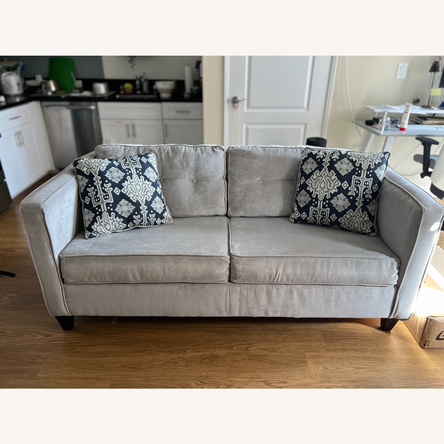 Alery Gray 72” Square Arm Couch with Pull Out Sofa Bed - image-2