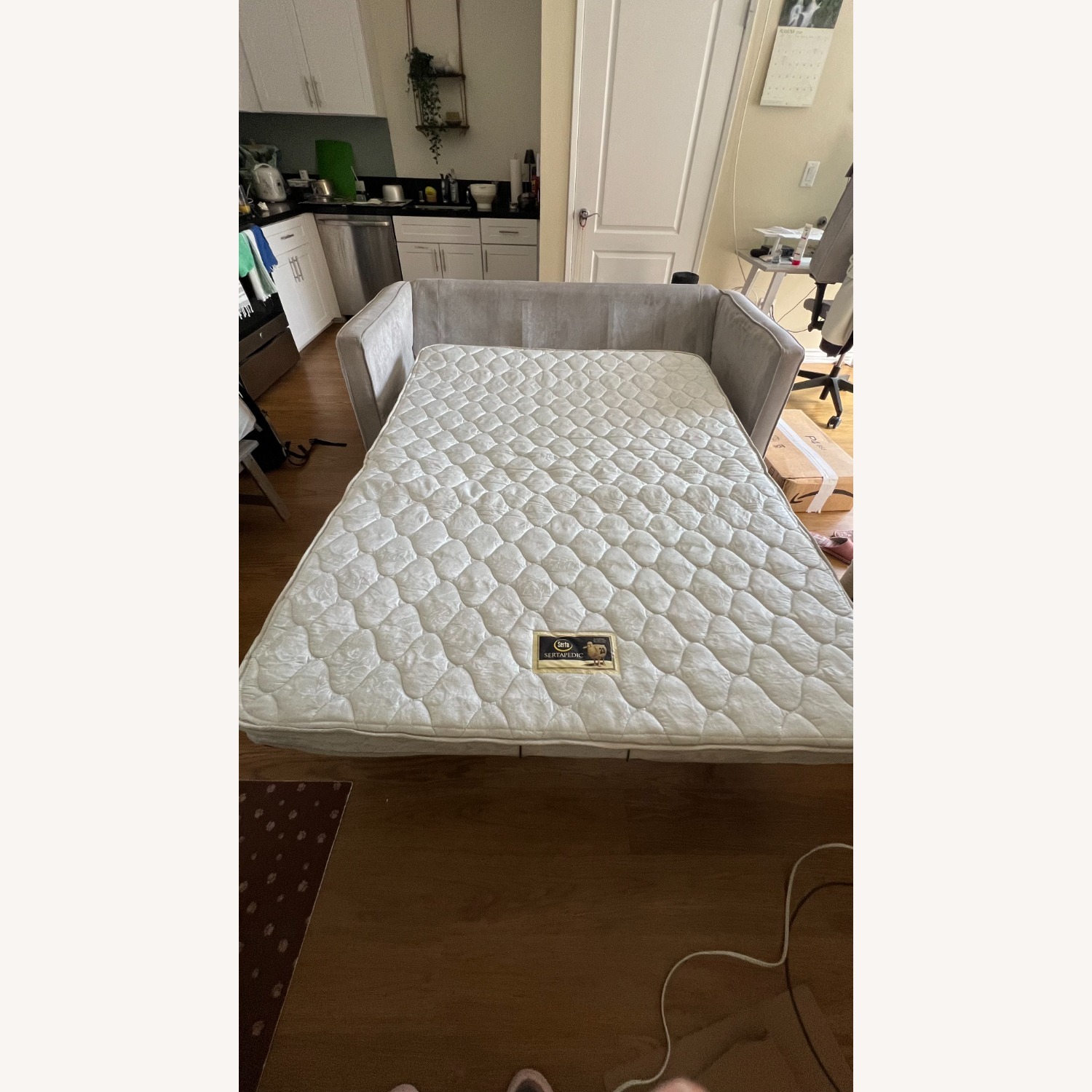 Alery Gray 72” Square Arm Couch with Pull Out Sofa Bed - image-9