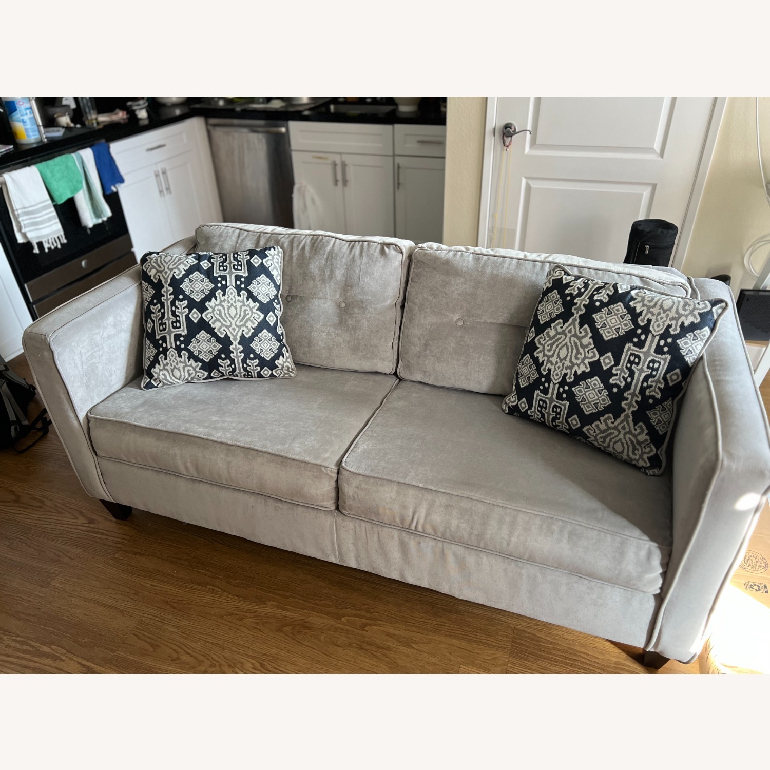 Alery Gray 72” Square Arm Couch with Pull Out Sofa Bed - image-1