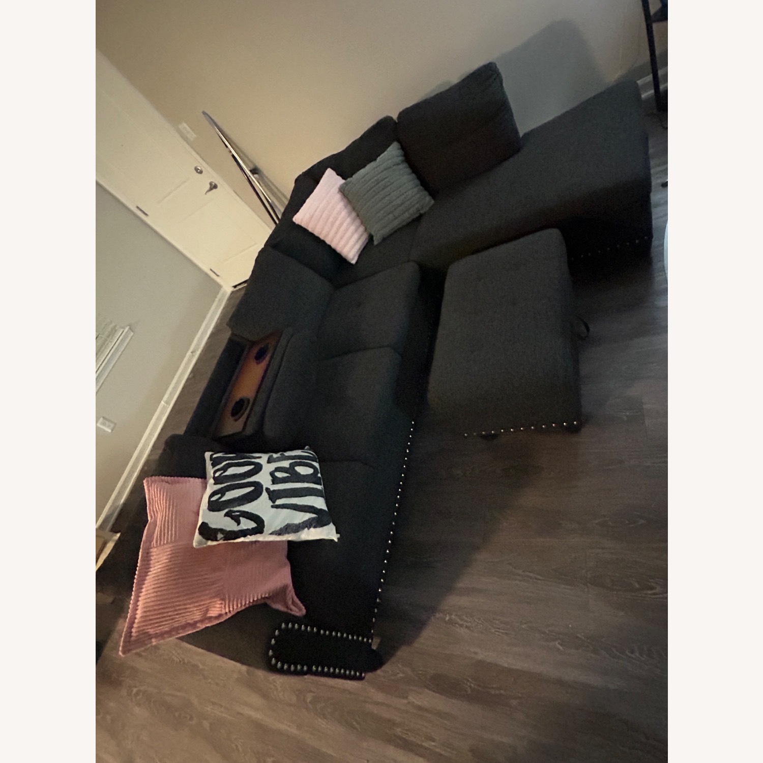 Modern Turfed Sectional with Storage Ottoman - image-1