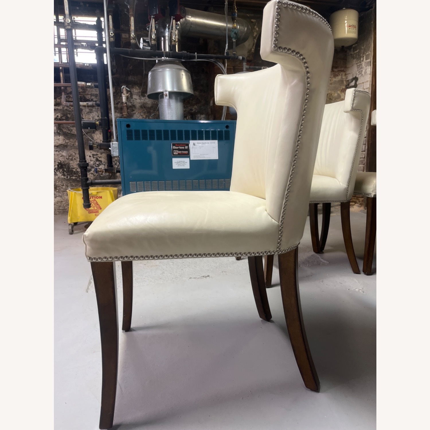 Williams Sonoma Regency Leather Dining Chairs - image-3