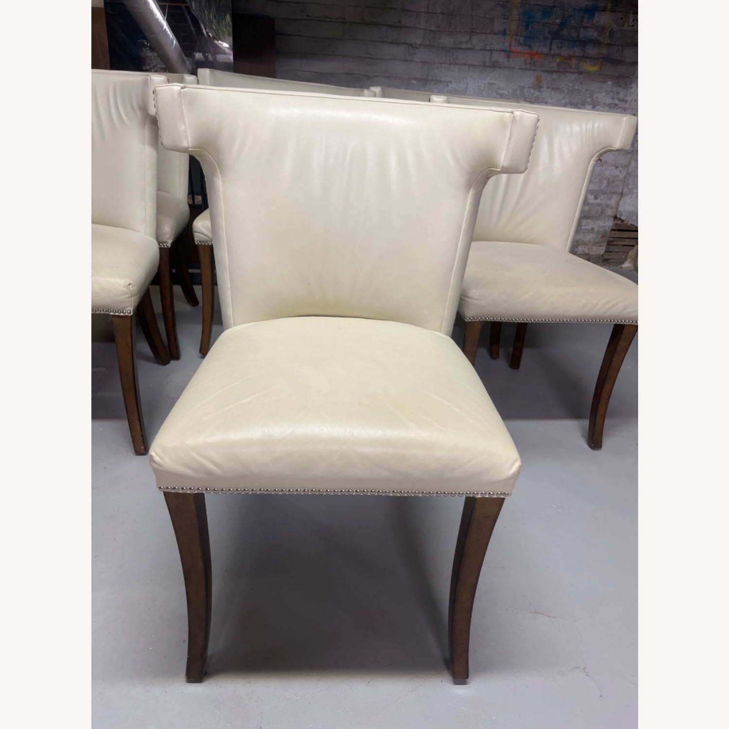 Williams Sonoma Regency Leather Dining Chairs - image-1