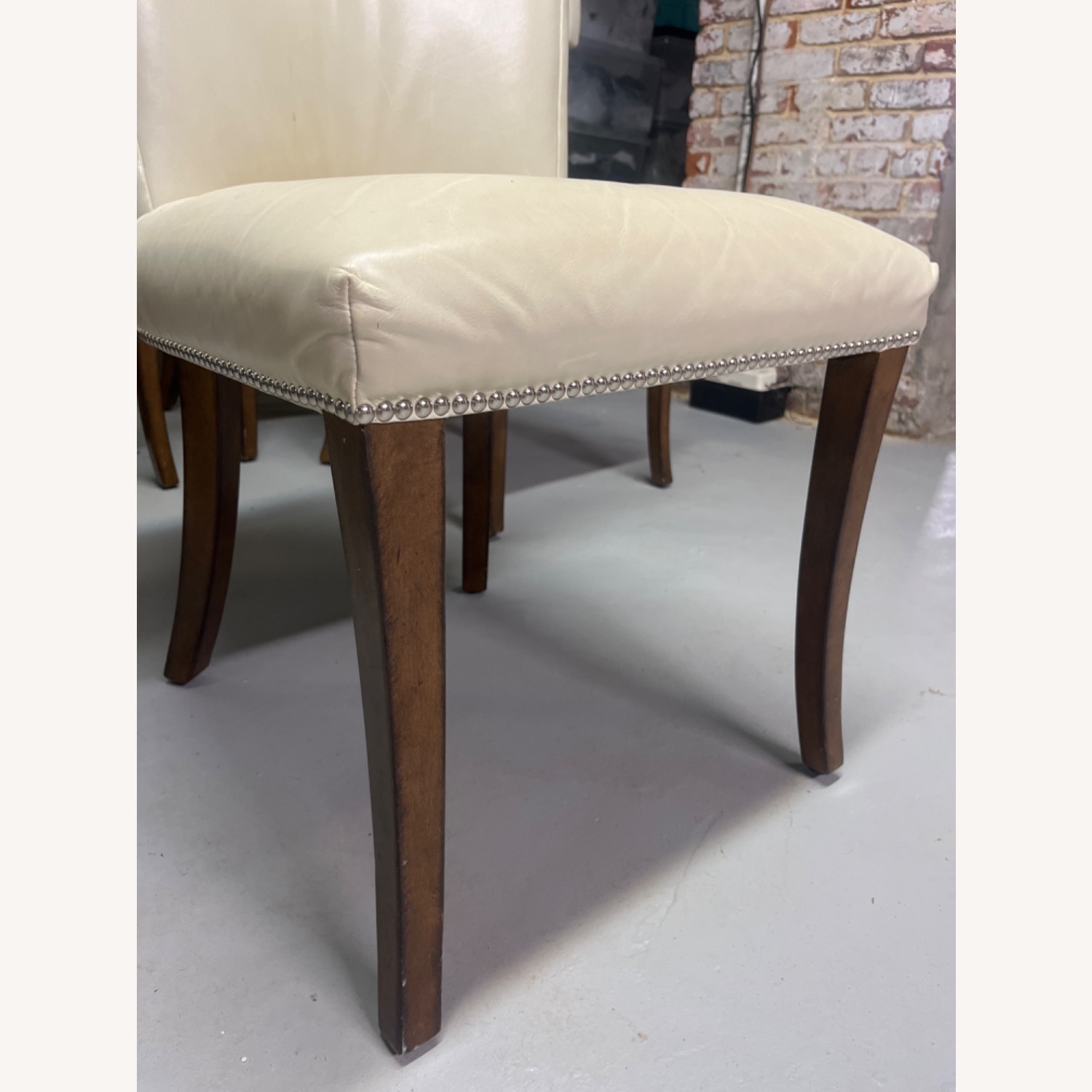 Williams Sonoma Regency Leather Dining Chairs - image-5