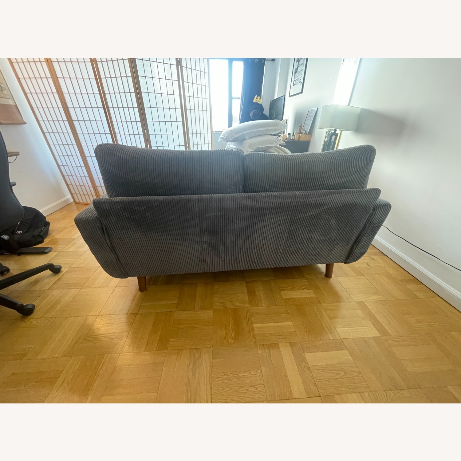 Grey Walmart Corduroy Loveseat - image-3