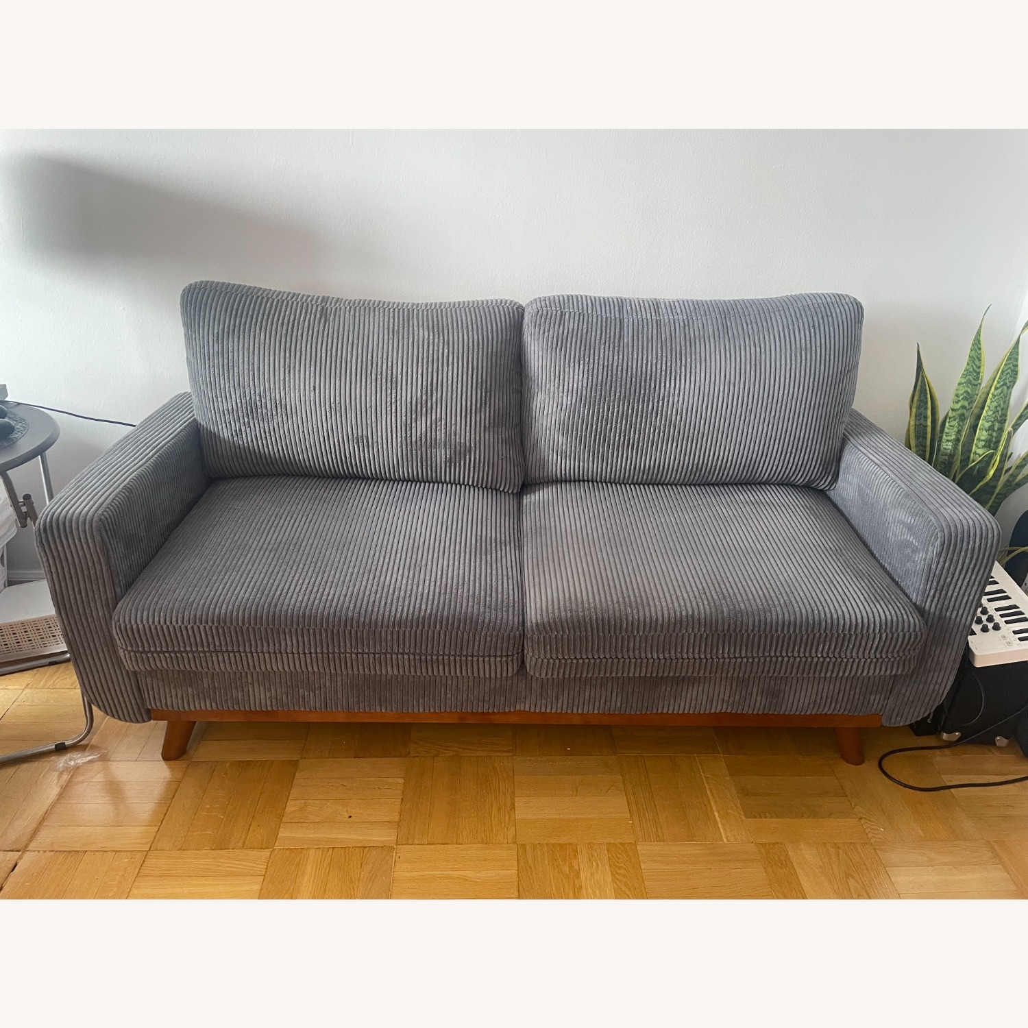 Grey Walmart Corduroy Loveseat - image-1