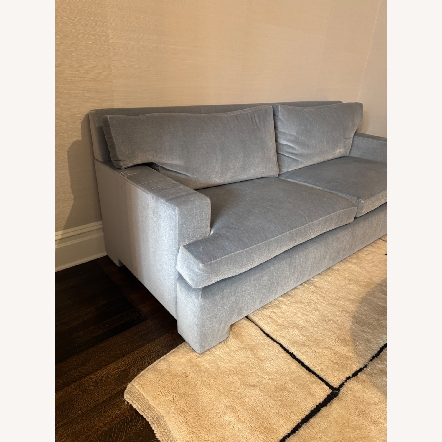 Light Blue Velvet Custom Made Couch - image-3