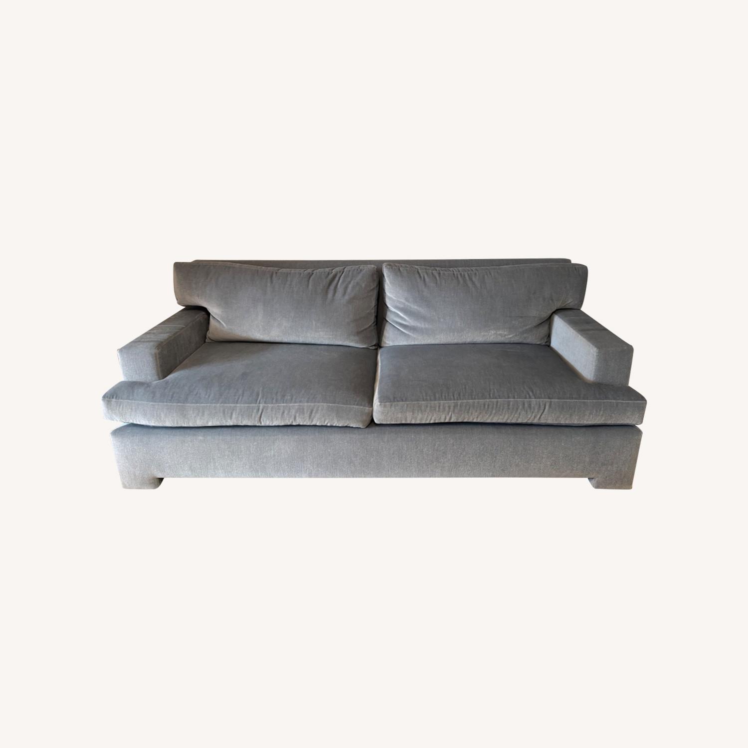 Light Blue Velvet Custom Made Couch - image-0