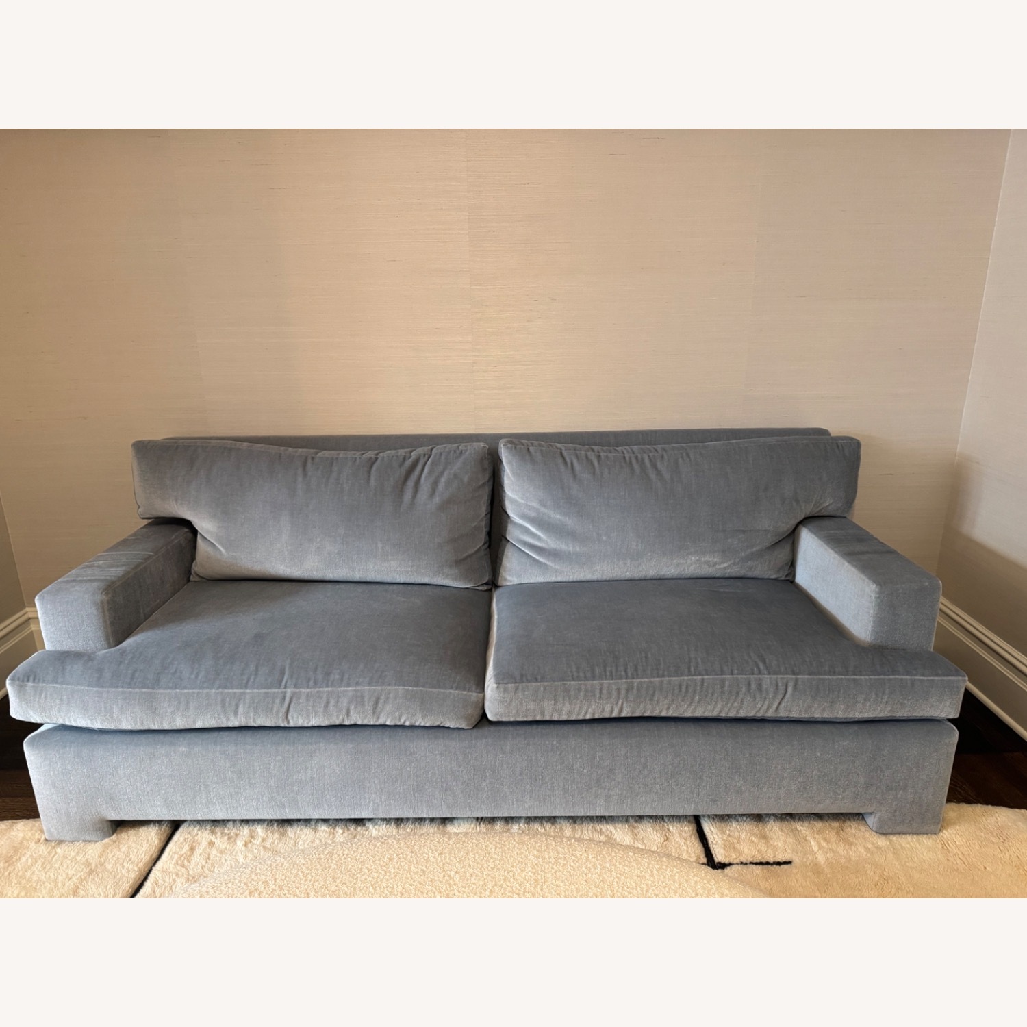 Light Blue Velvet Custom Made Couch - image-2