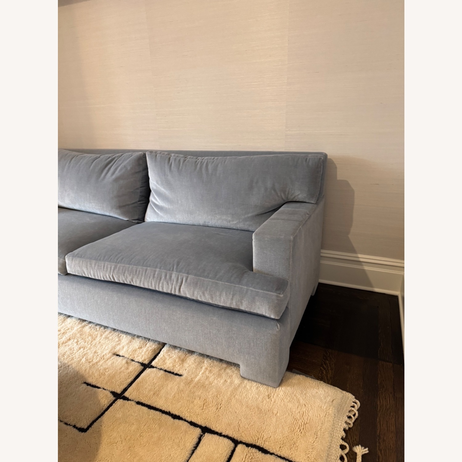 Light Blue Velvet Custom Made Couch - image-4