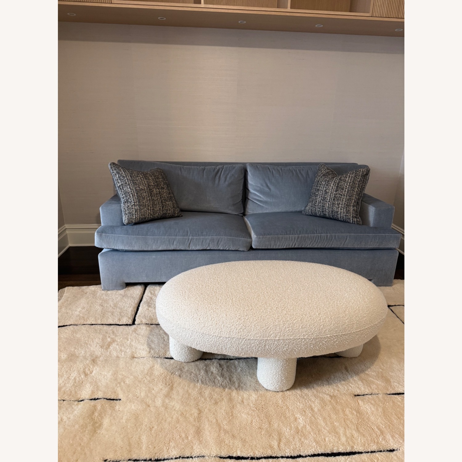 Light Blue Velvet Custom Made Couch - image-1