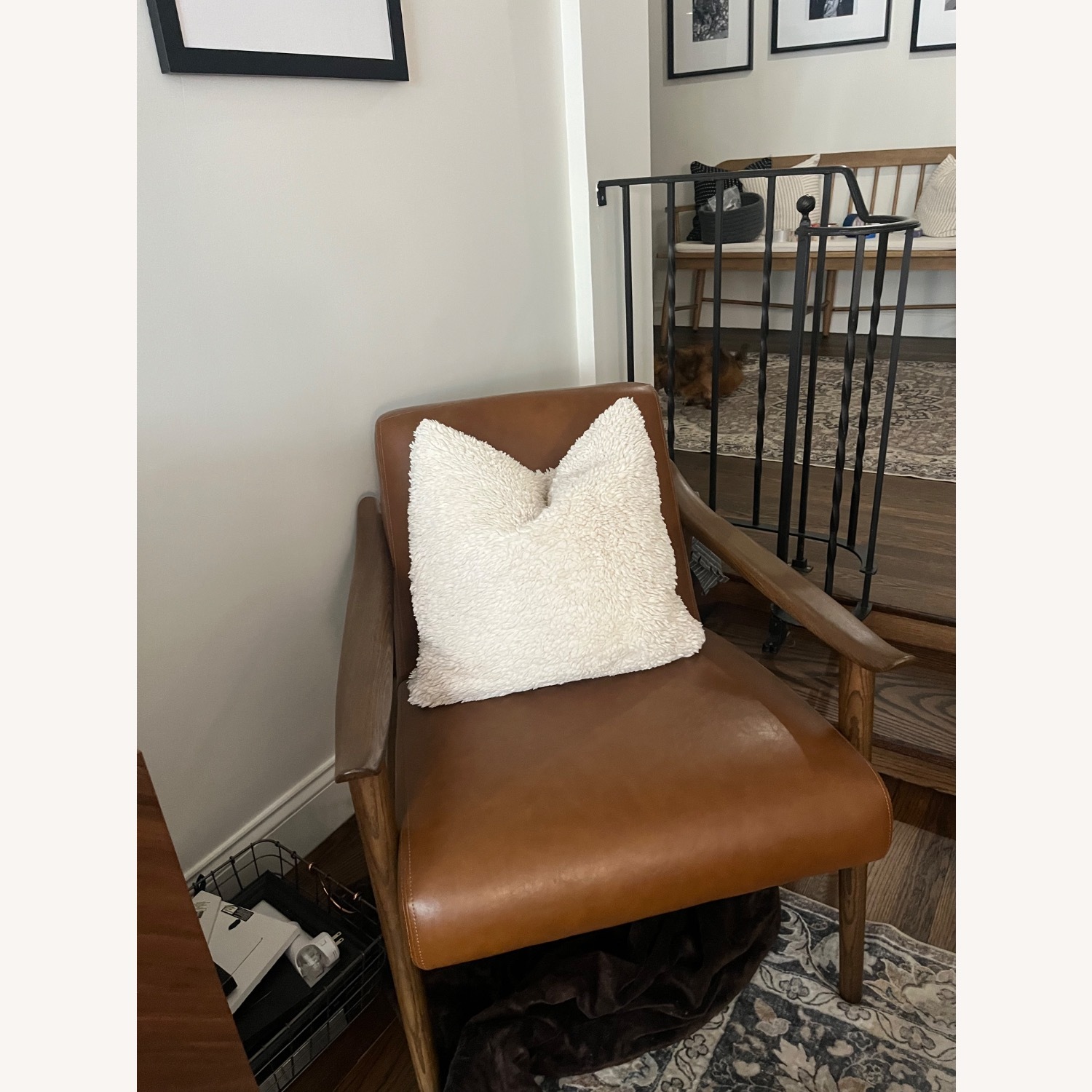 West Elm Mid Century Leather Chair - image-1