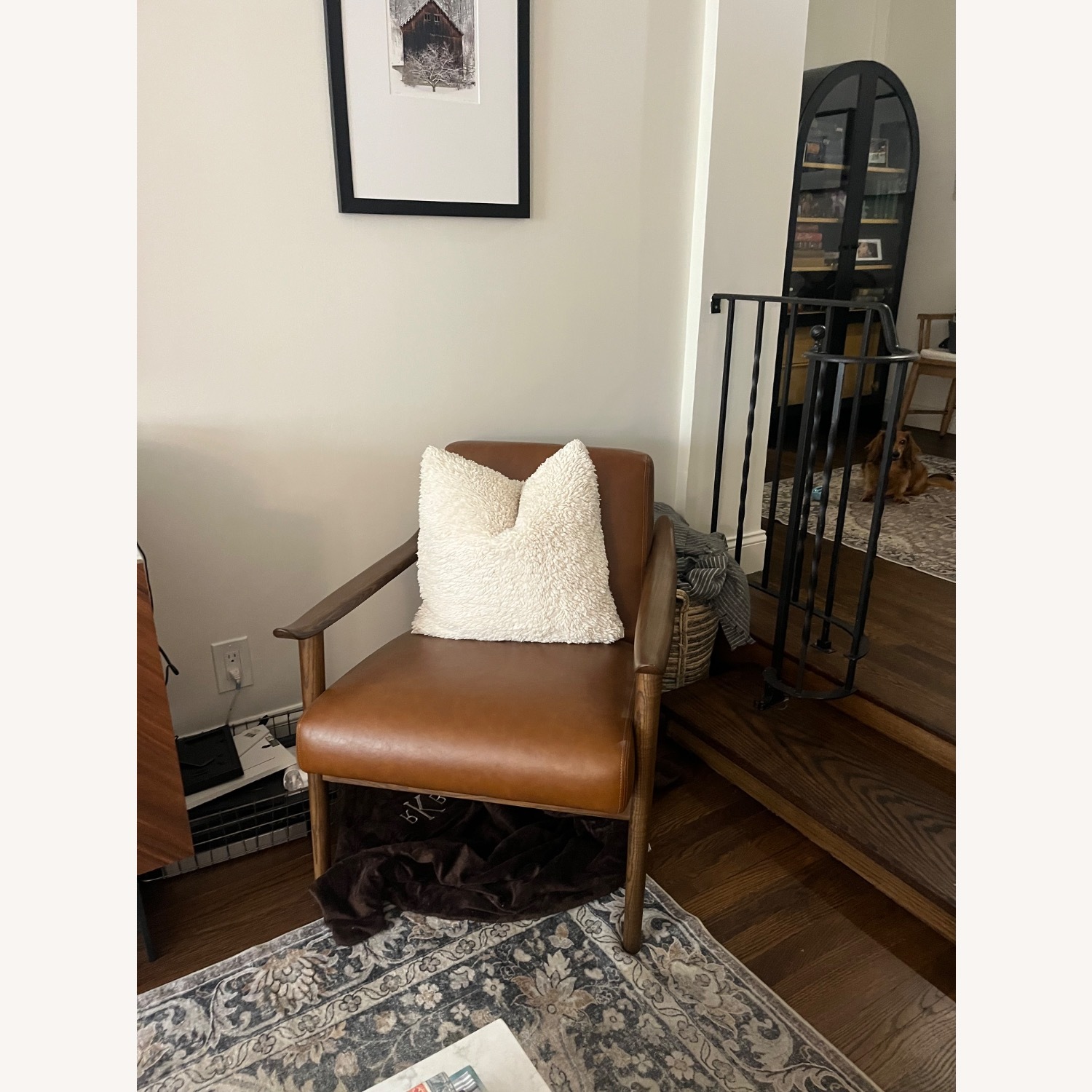West Elm Mid Century Leather Chair - image-2