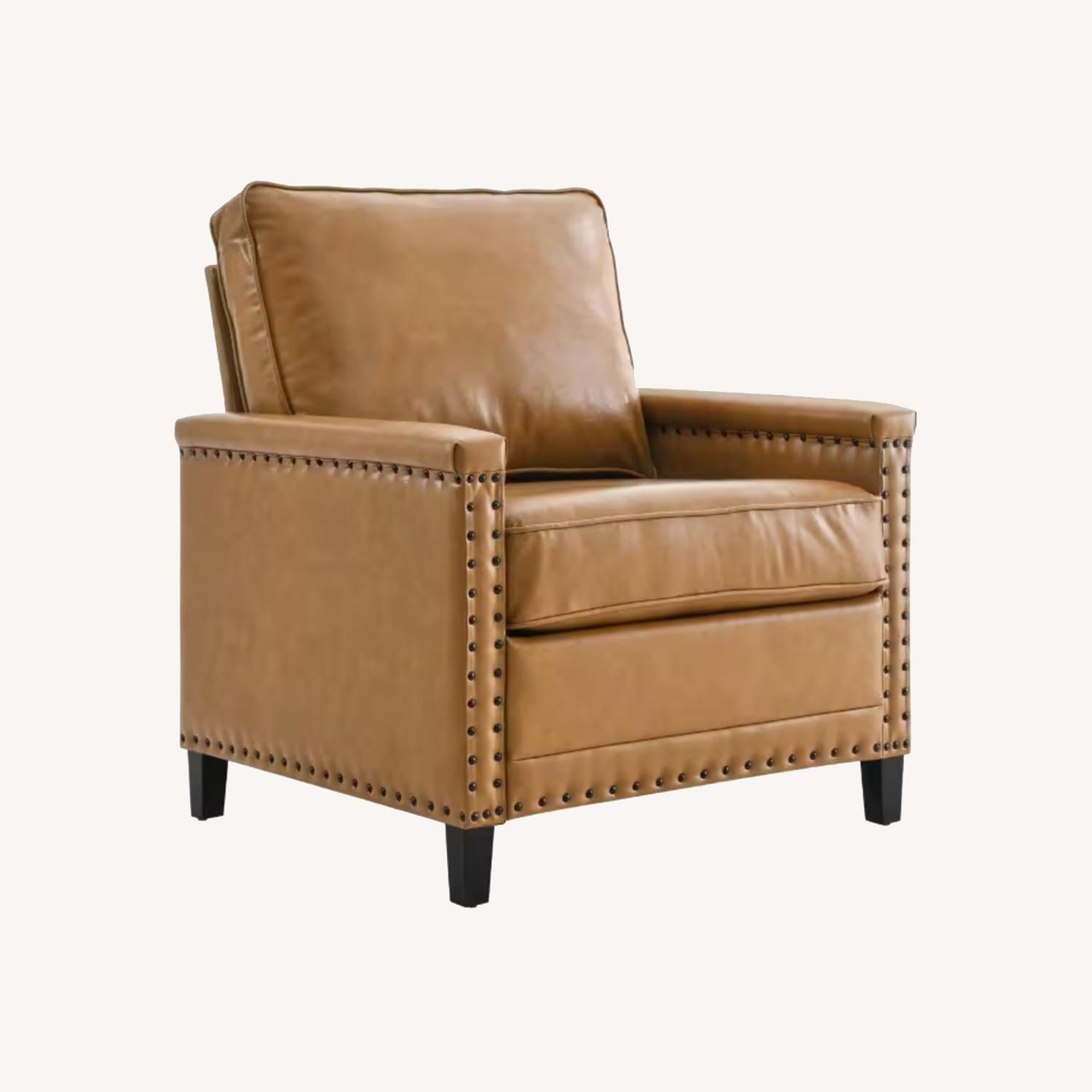 2 Moday Ashton Faux Leather Arm Chairs (Tan) - image-0