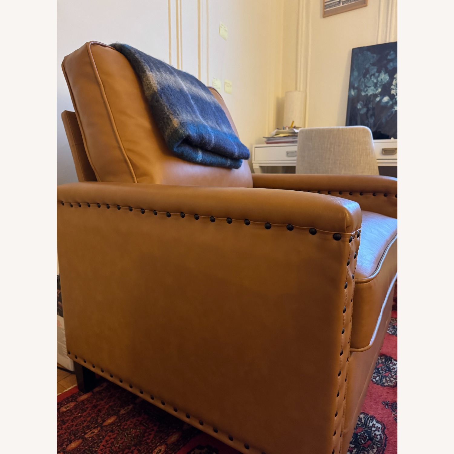 2 Moday Ashton Faux Leather Arm Chairs (Tan) - image-2