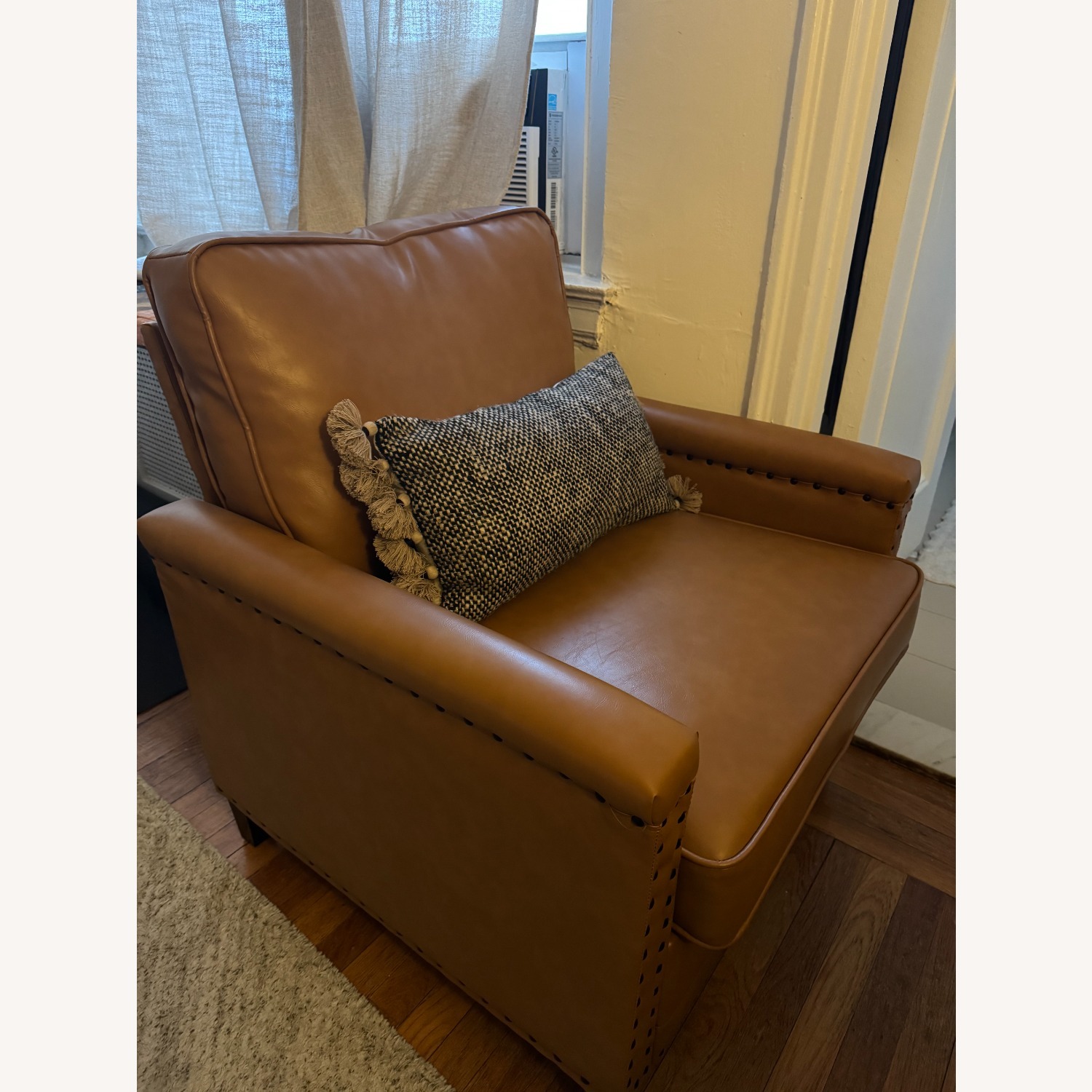 2 Moday Ashton Faux Leather Arm Chairs (Tan) - image-3