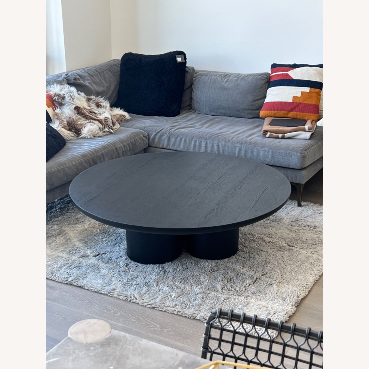 West Elm Andes Couch Gray/Blue Right Arm - image-5