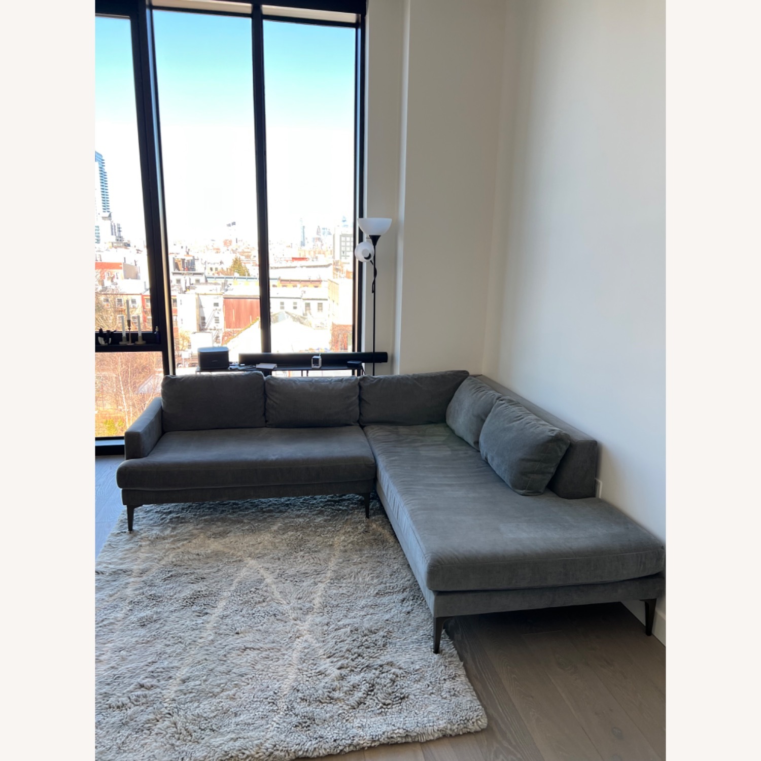 West Elm Andes Couch Gray/Blue Right Arm - image-2