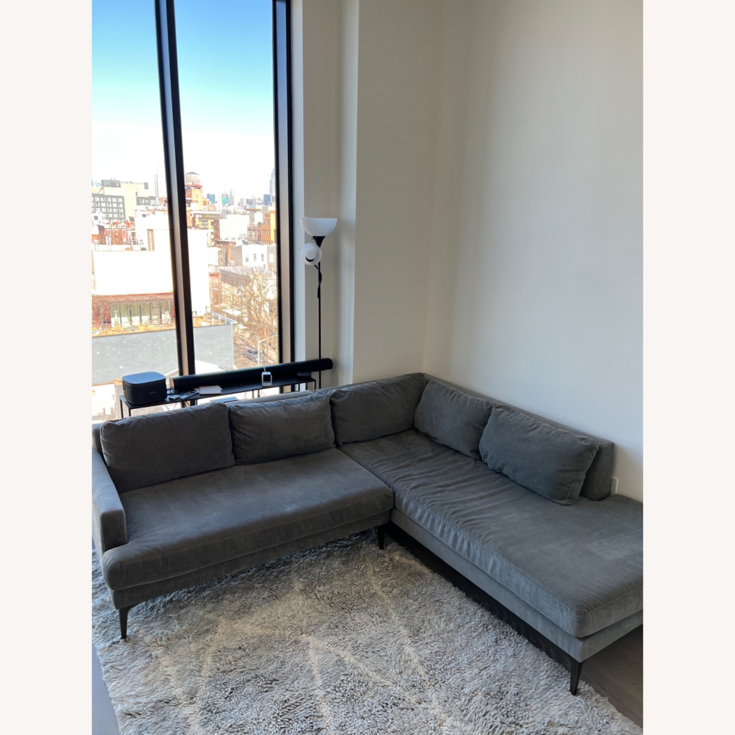 West Elm Andes Couch Gray/Blue Right Arm - image-3