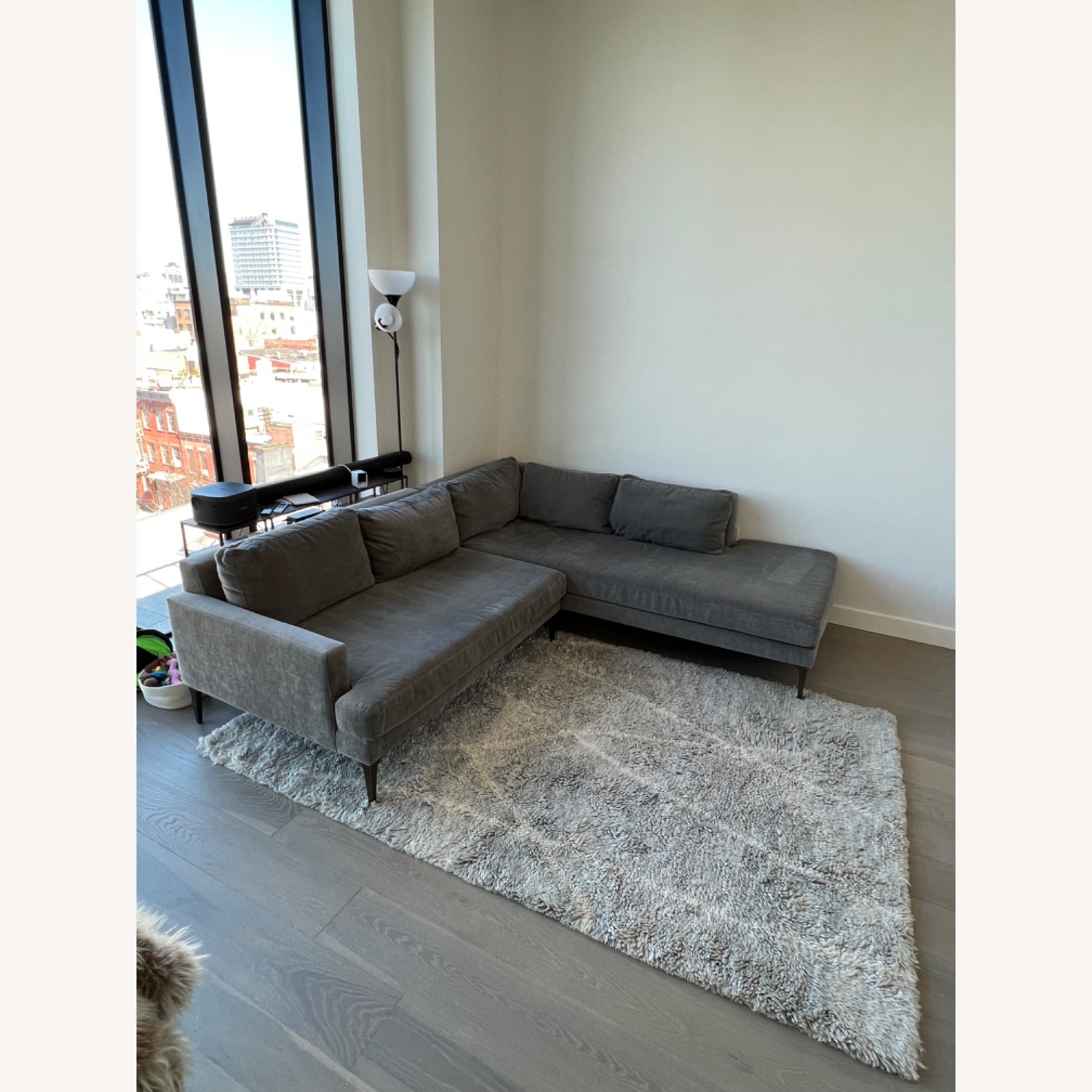 West Elm Andes Couch Gray/Blue Right Arm - image-1