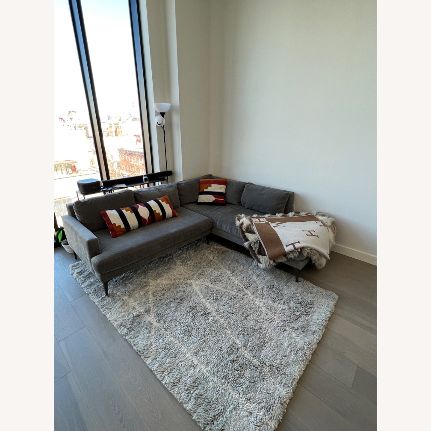 West Elm Andes Couch Gray/Blue Right Arm - image-4