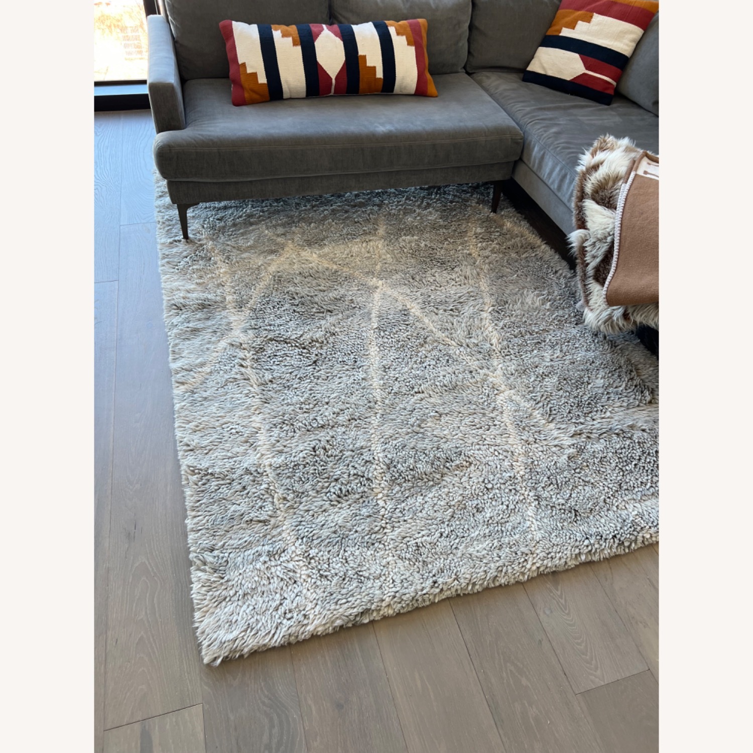 West Elm Andes Couch Gray/Blue Right Arm - image-6