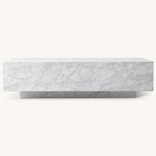 Used Restoration Hardware Marble Plinth Coffee Table for sale on AptDeco