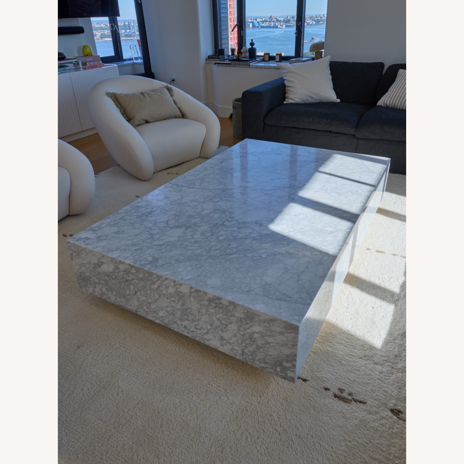 Restoration Hardware Marble Plinth Coffee Table - image-1