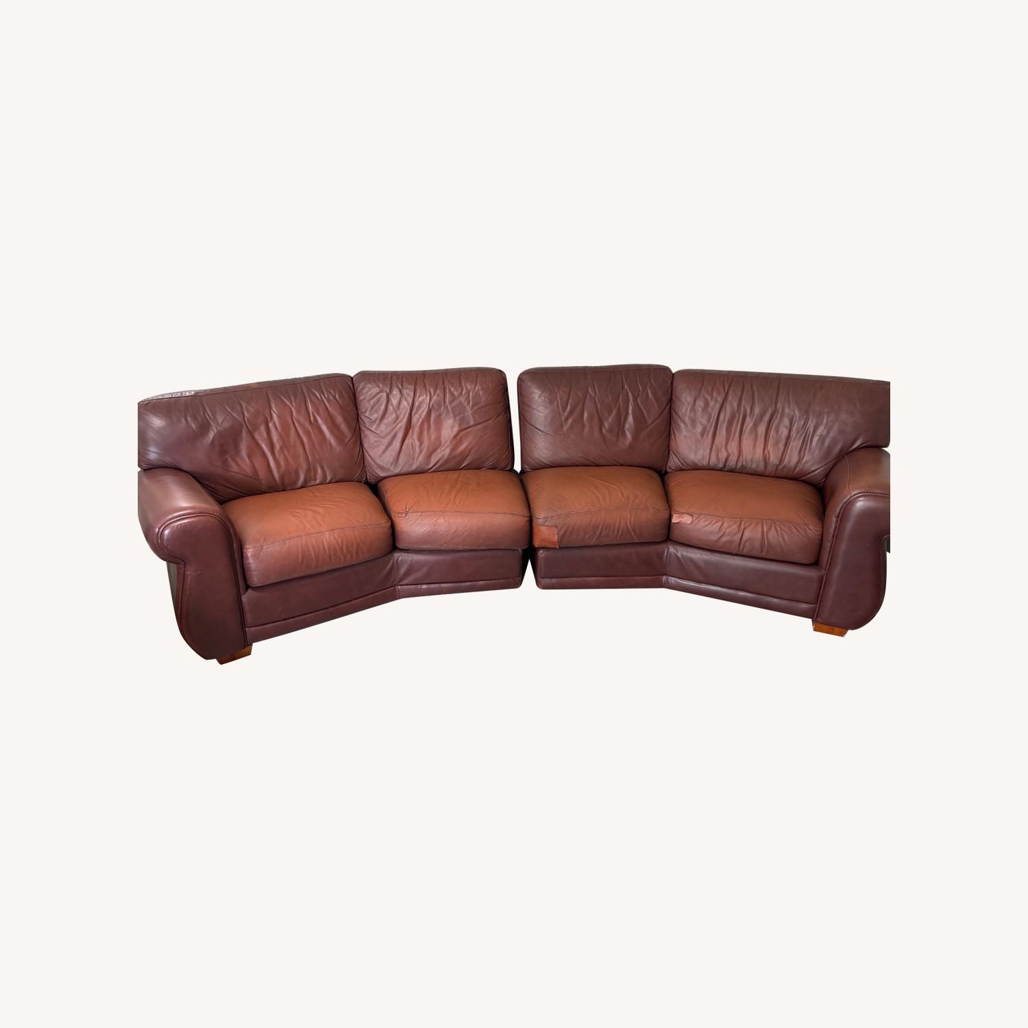 Brown Leather 2 Piece Sectional - image-0