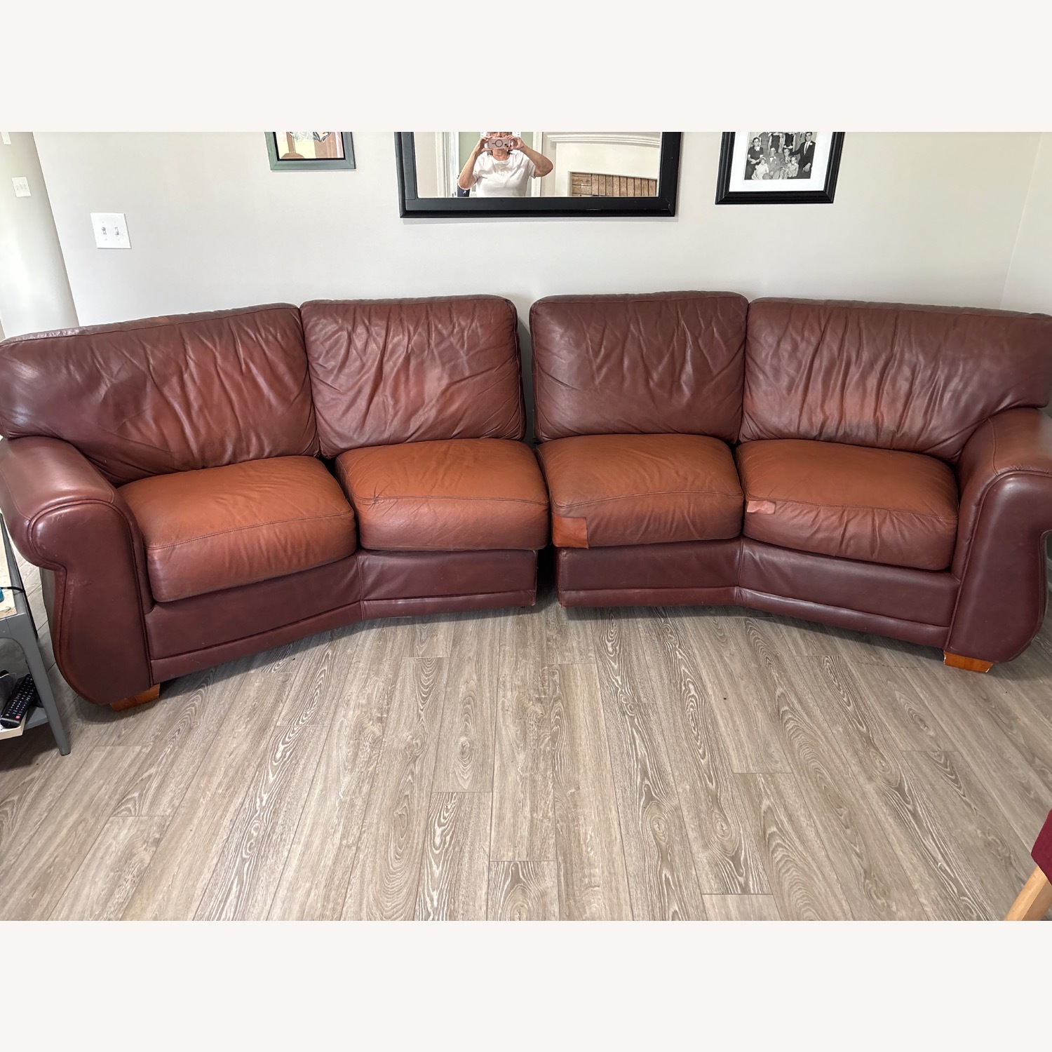 Brown Leather 2 Piece Sectional - image-1