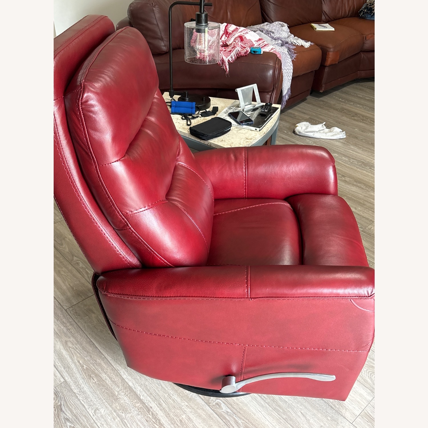 Red Leather Recliner - image-2