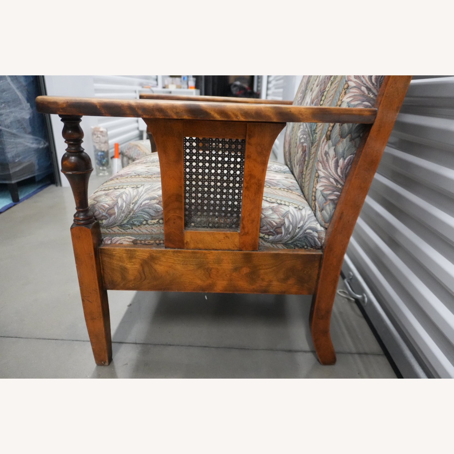 Vintage Wooden Armchair & Matching Ottoman - image-3