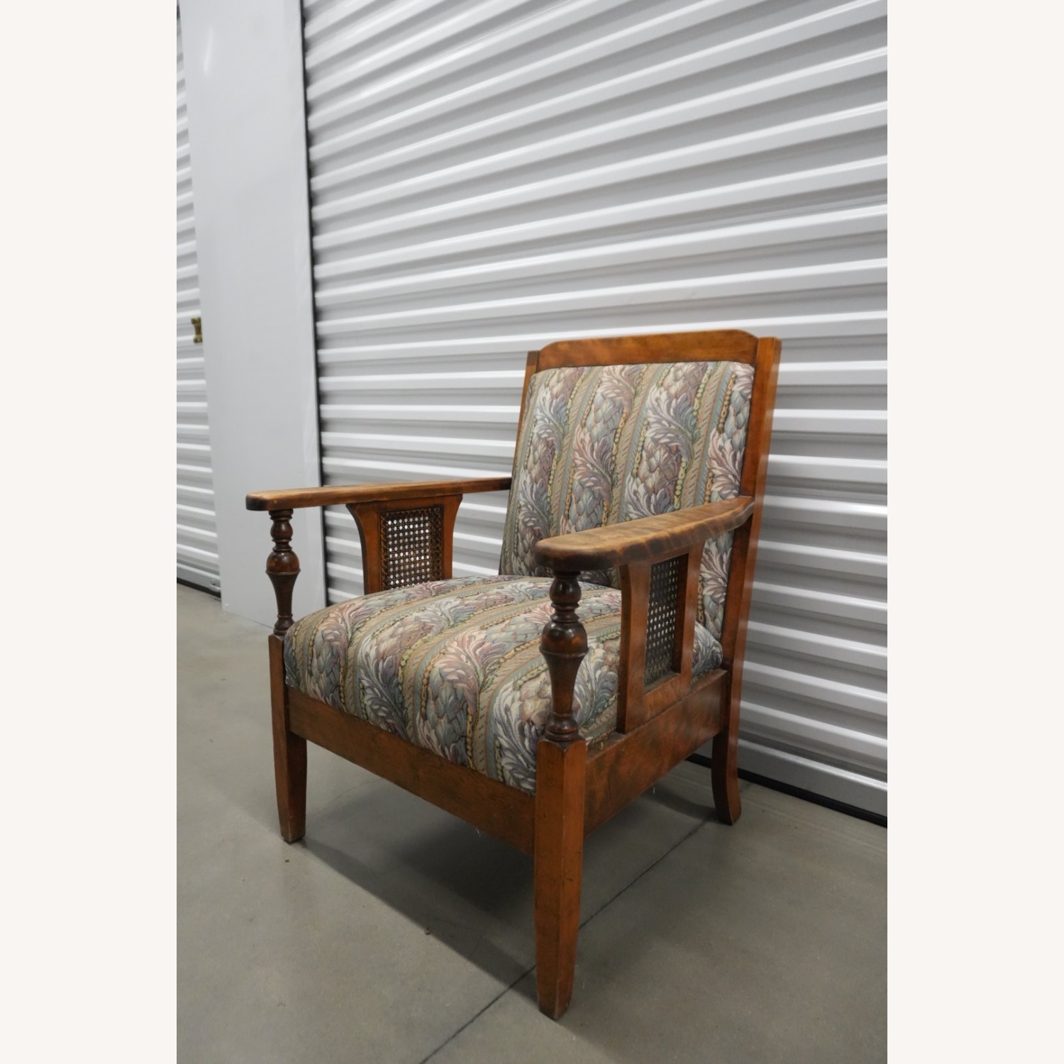 Vintage Wooden Armchair & Matching Ottoman - image-5