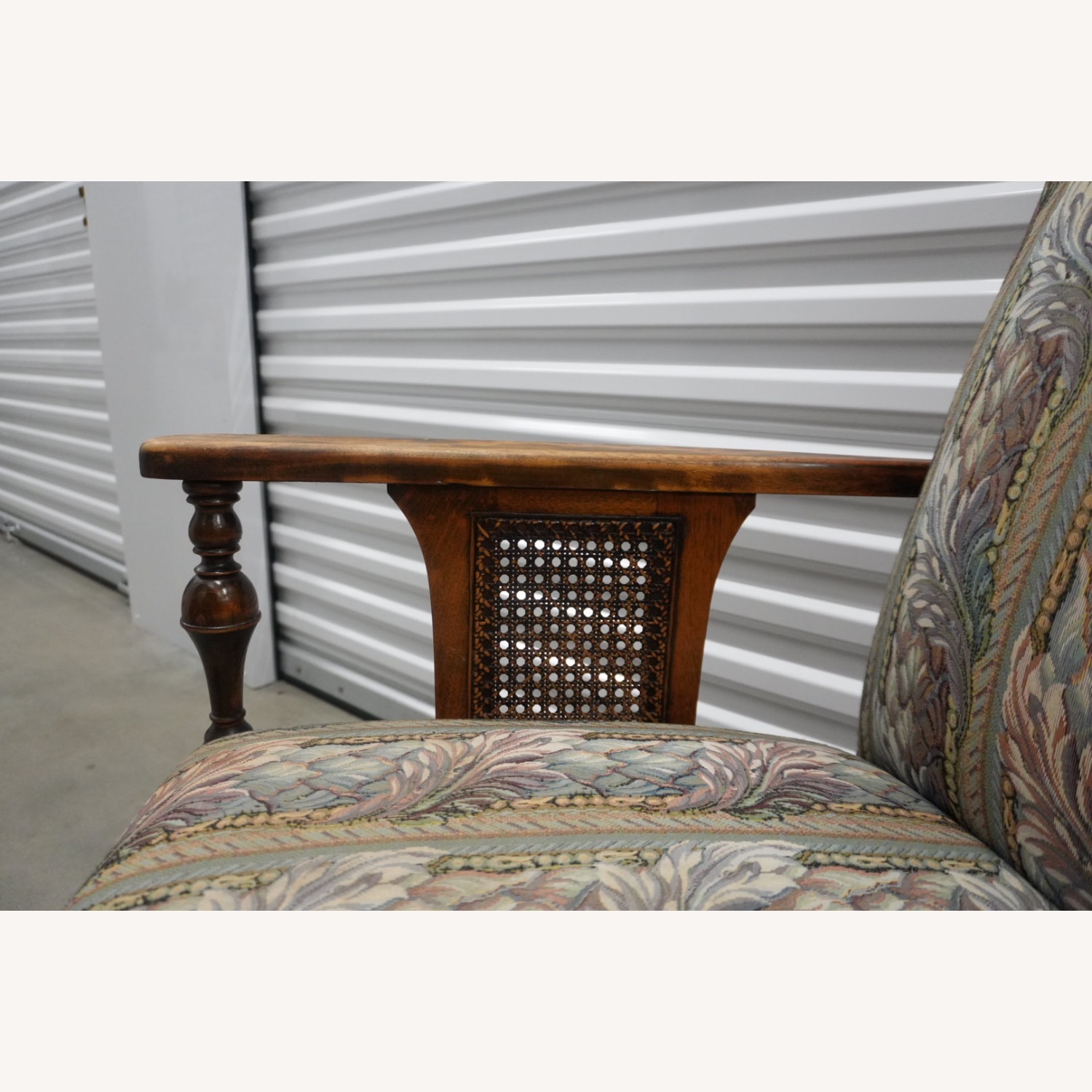 Vintage Wooden Armchair & Matching Ottoman - image-4