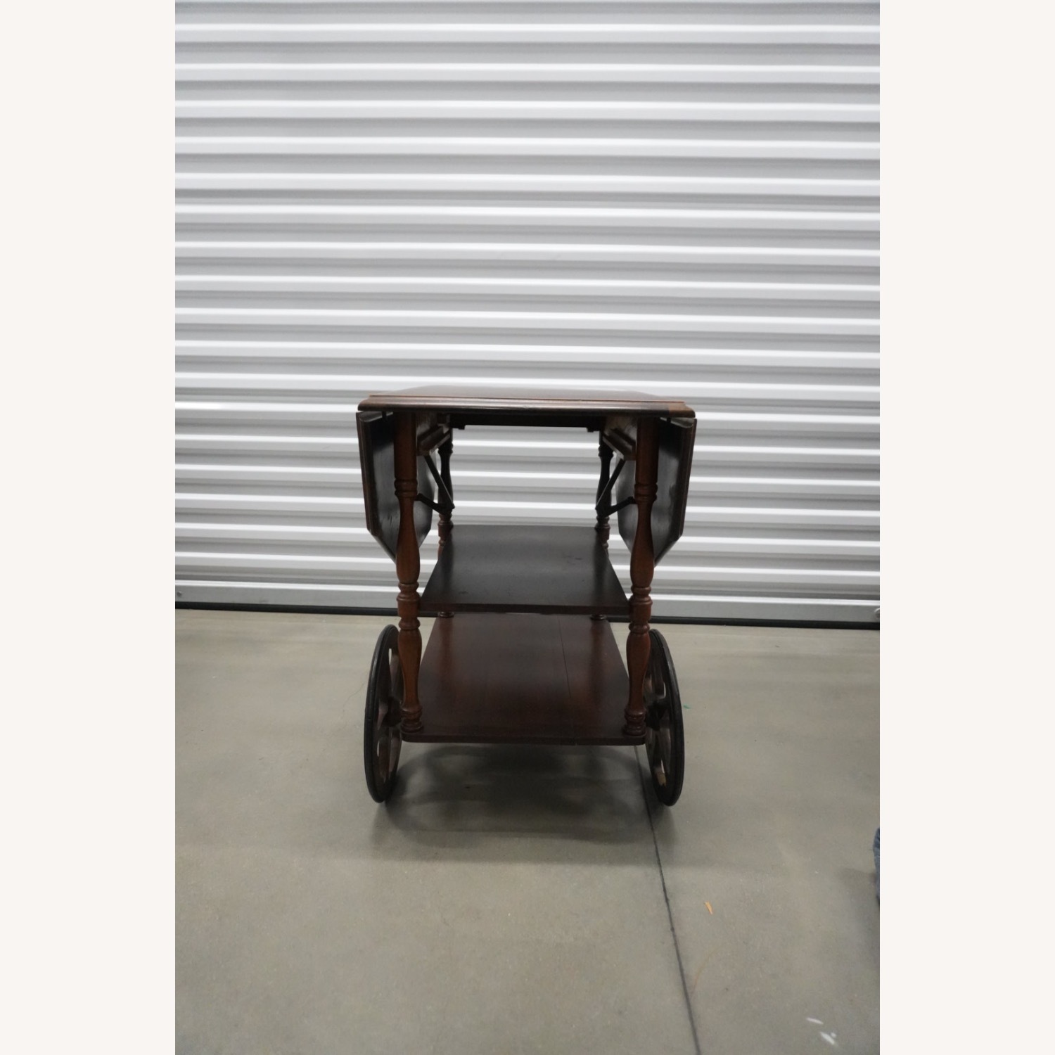 Vintage Drop-Leaf Wooden Bar Cart / Tea Trolley - image-1