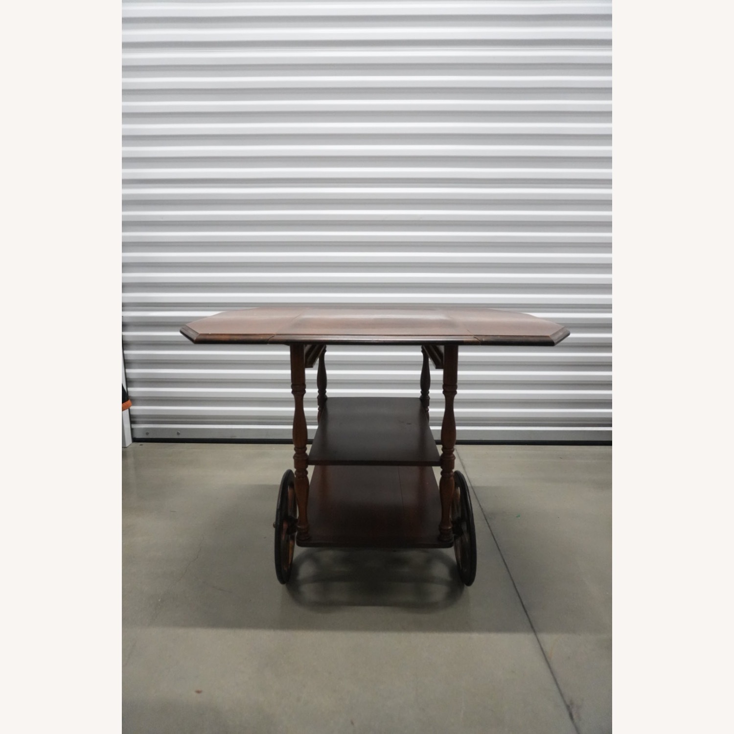 Vintage Drop-Leaf Wooden Bar Cart / Tea Trolley - image-5
