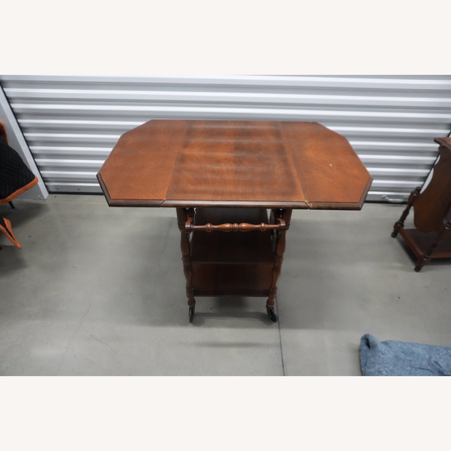 Vintage Drop-Leaf Wooden Bar Cart / Tea Trolley - image-8