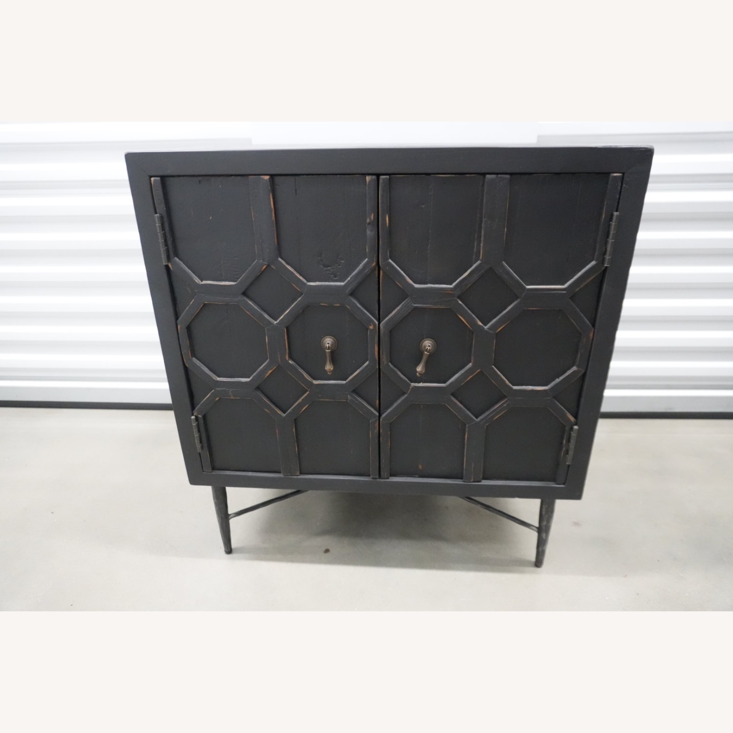 Black Geometric Front Accent Cabinet - image-2