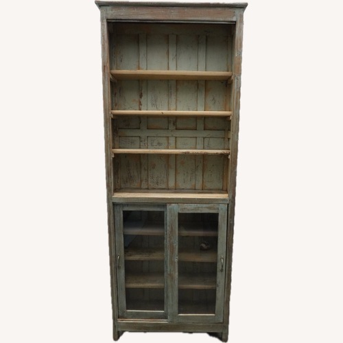 Used Rustic Distressed Glass Door Cabinet / Bookshelf for sale on AptDeco