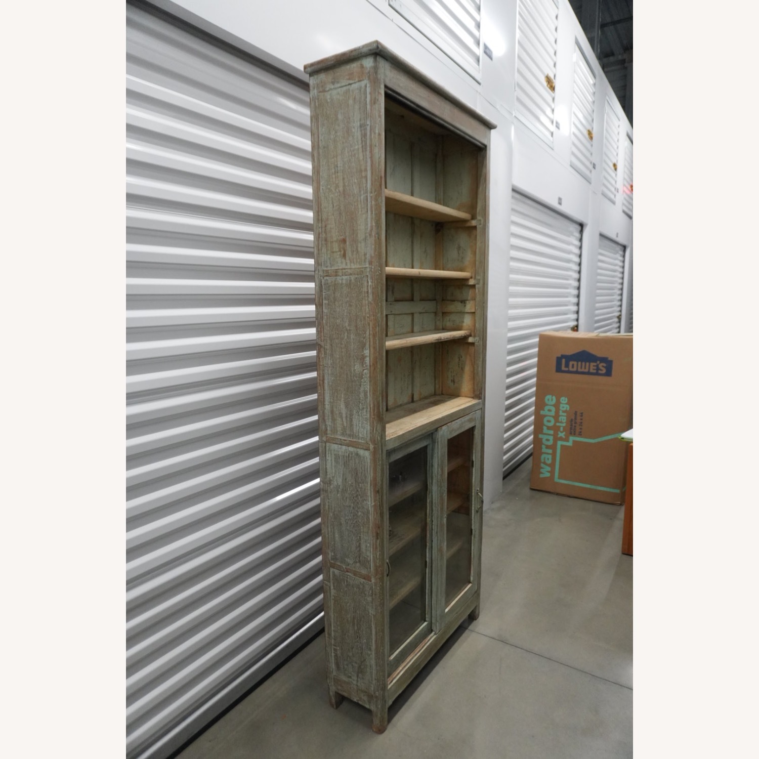 Rustic Distressed Glass Door Cabinet / Bookshelf - image-3