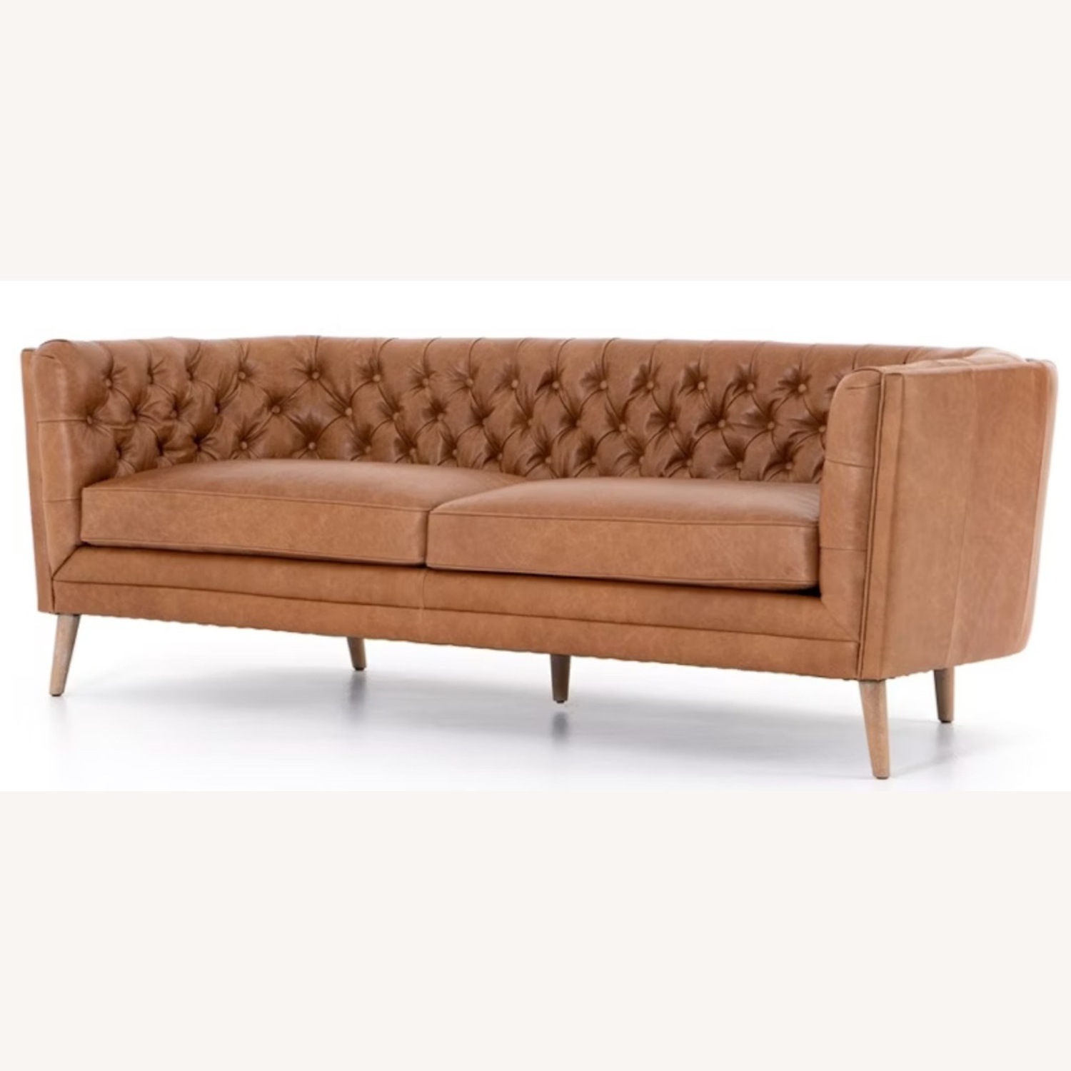Mid-Century Modern Tufted Leather Sofa - image-0
