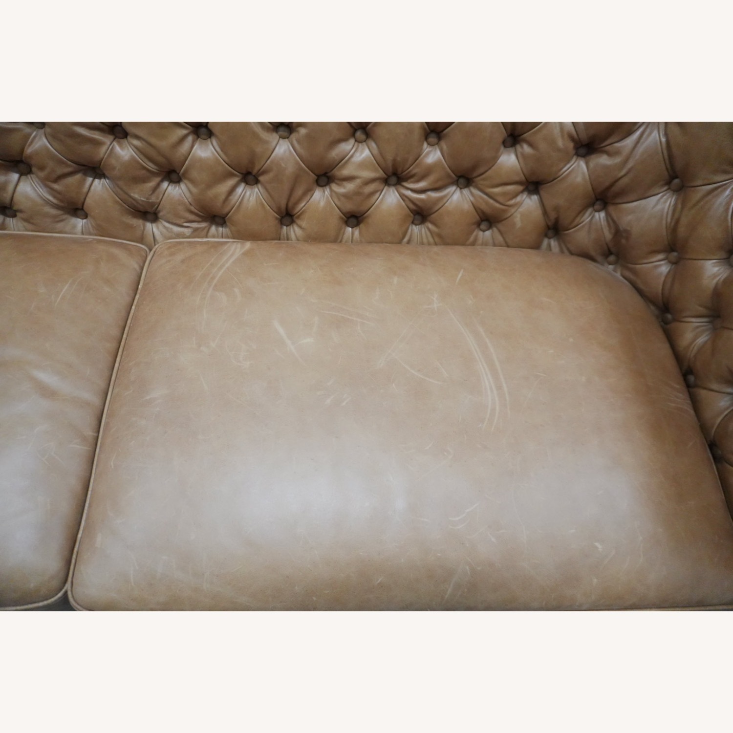 Mid-Century Modern Tufted Leather Sofa - image-2