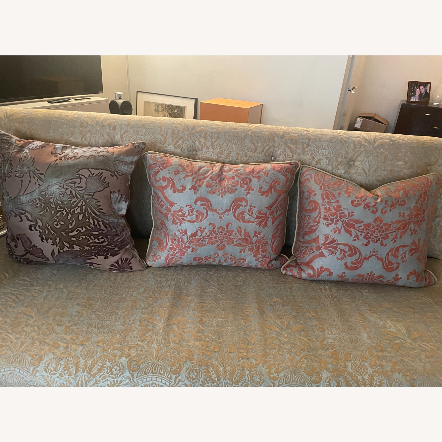 Fortuny Italian Hand-printed Silk Bench - image-3