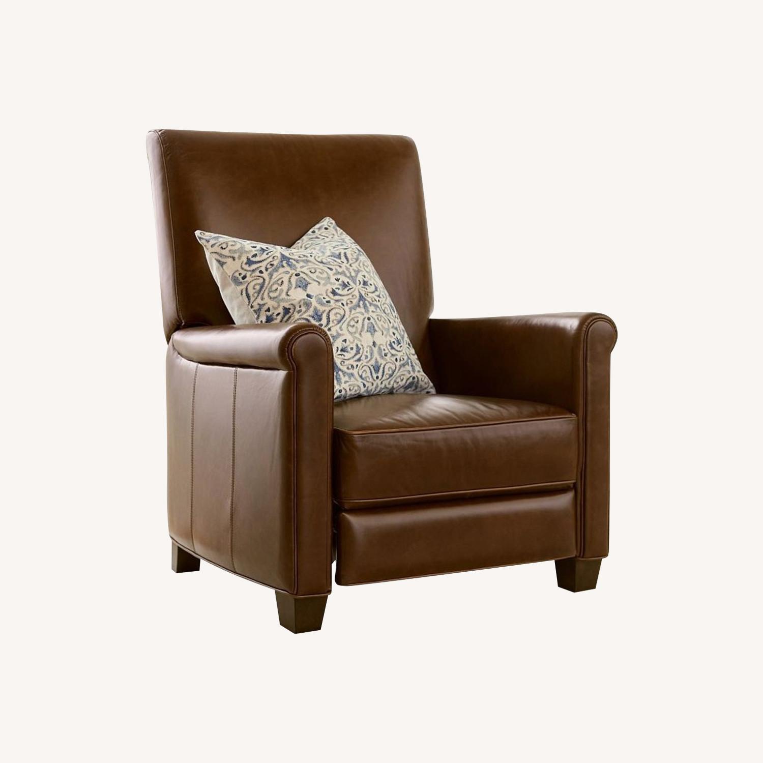 Pottery Barn Irving Roll Arm Leather Recliner - image-0