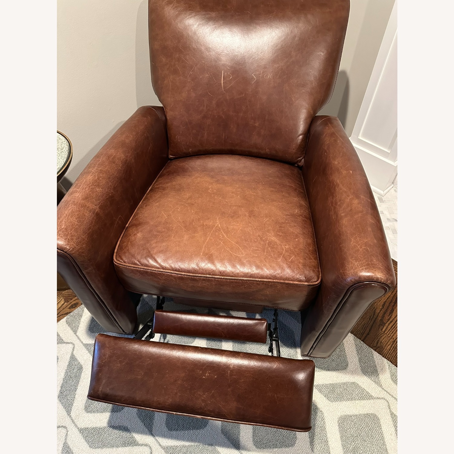 Pottery Barn Irving Roll Arm Leather Recliner - image-2