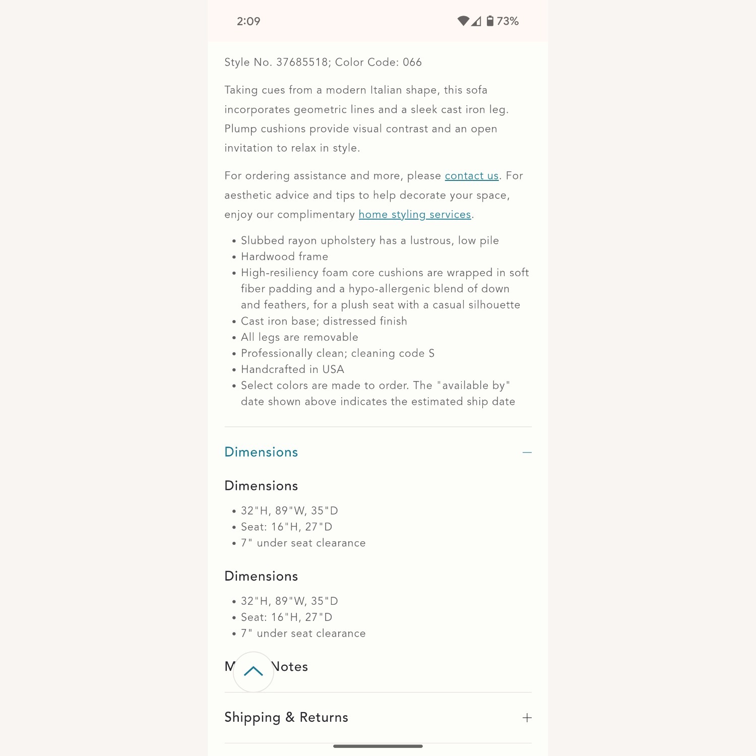 Anthropologie Slub Velvet Linde Sofa - image-5