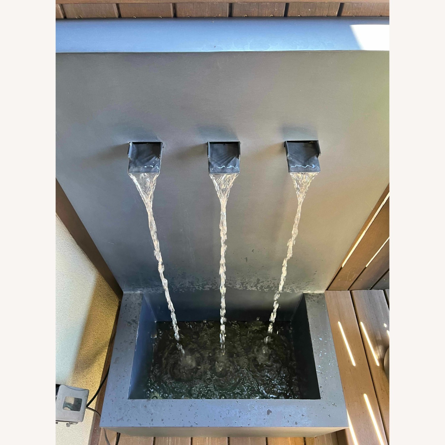 Restoration Hardware Modernist Outdoor Wall 3-Spout Fountain & Cover - image-5