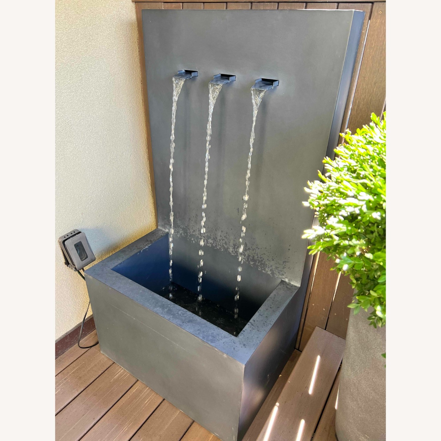 Restoration Hardware Modernist Outdoor Wall 3-Spout Fountain & Cover - image-3