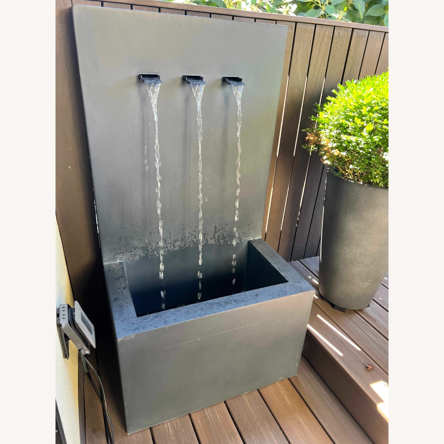 Restoration Hardware Modernist Outdoor Wall 3-Spout Fountain & Cover - image-4