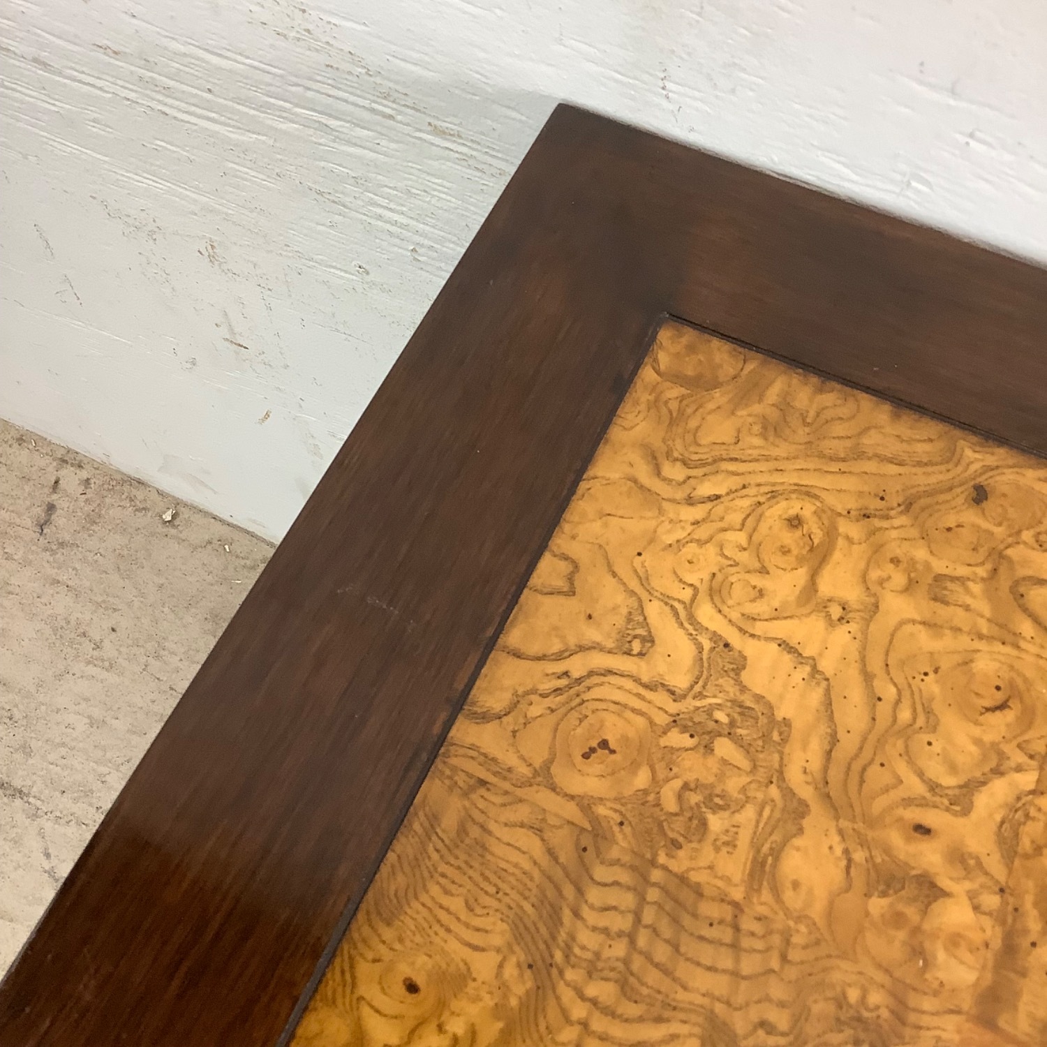 Mid-Century Burl Wood & Brass Inlay End Table - image-14