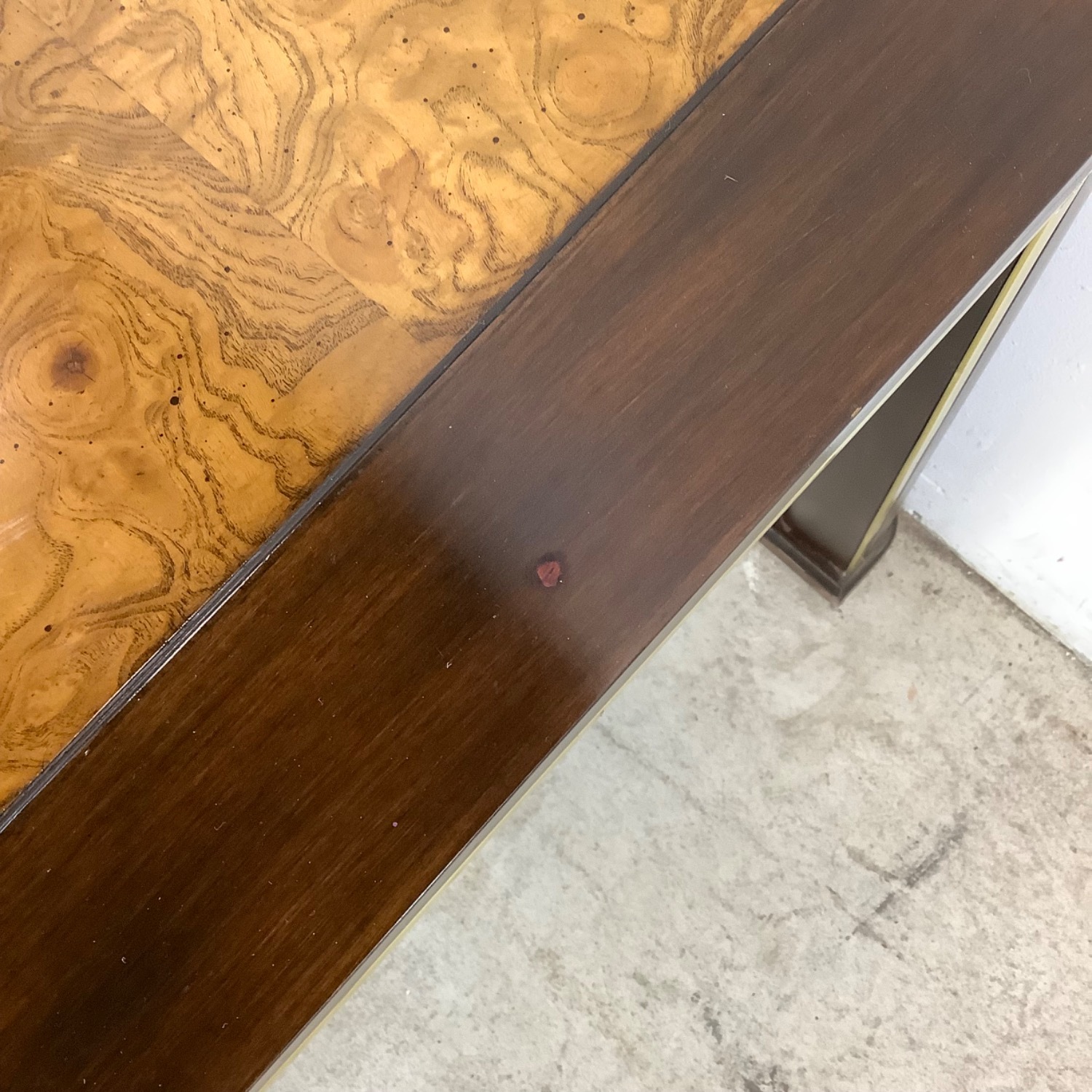Mid-Century Burl Wood & Brass Inlay End Table - image-15